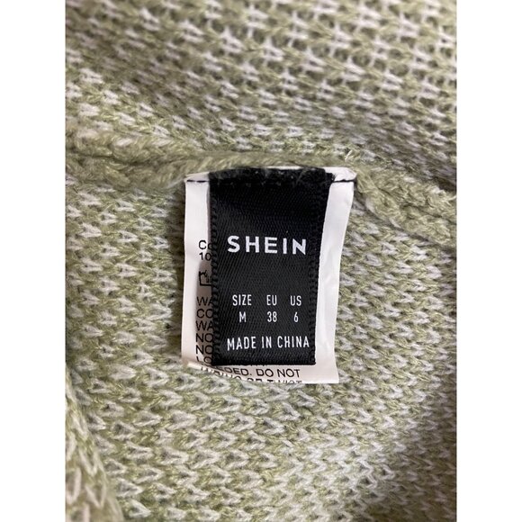 Shein Womens Sweater Medium Green White Floral Y2K Retro - Picture 3 of 8